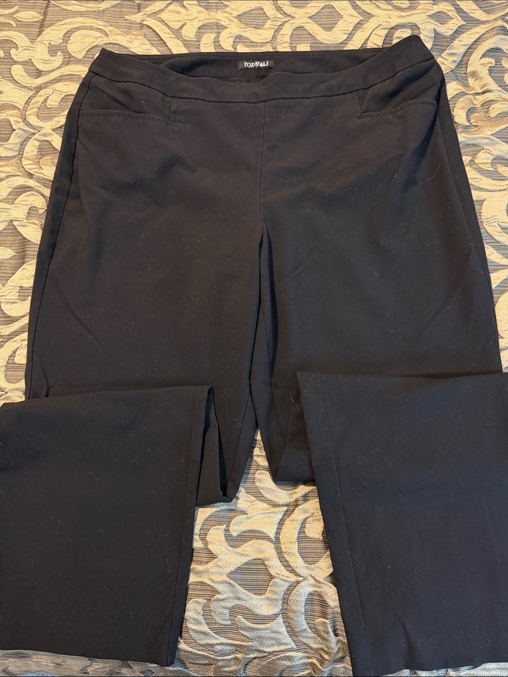 Roz & Ali Black Straight-Leg Pull-On Pants